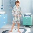 thumbnail image 5 of FORMRS Niños Bathrobe Unisex Hooded Robe Soft Plush Pajamas Sleepwear, Size 2-3T, Green Geometric, 5 of 7