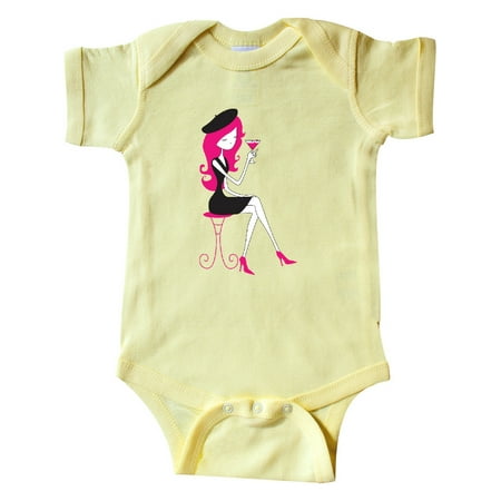 

Inktastic French Girl Fashion Girl Pink Hair High Heels Gift Baby Girl Bodysuit