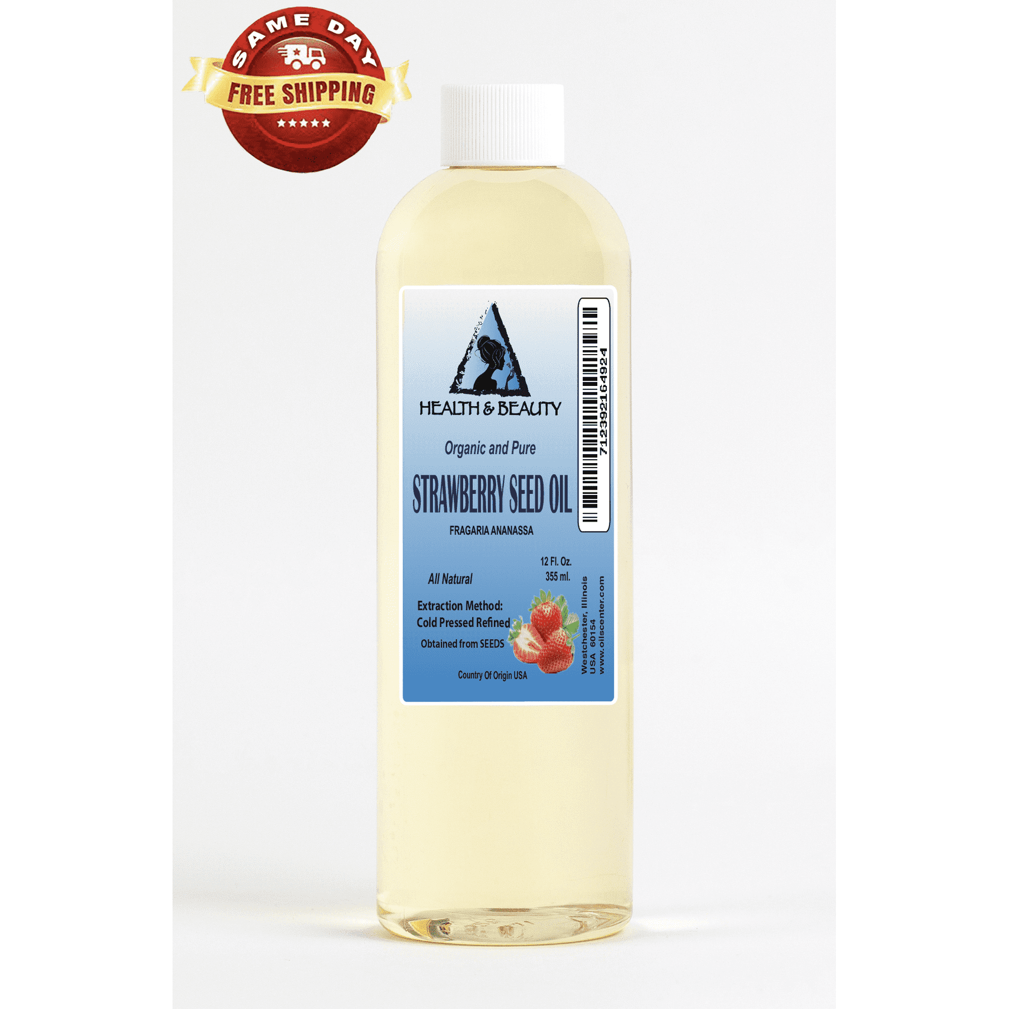 Strawberry seed oil refined organic by HEALTH & BEAUTY 100% pure natural 36 oz