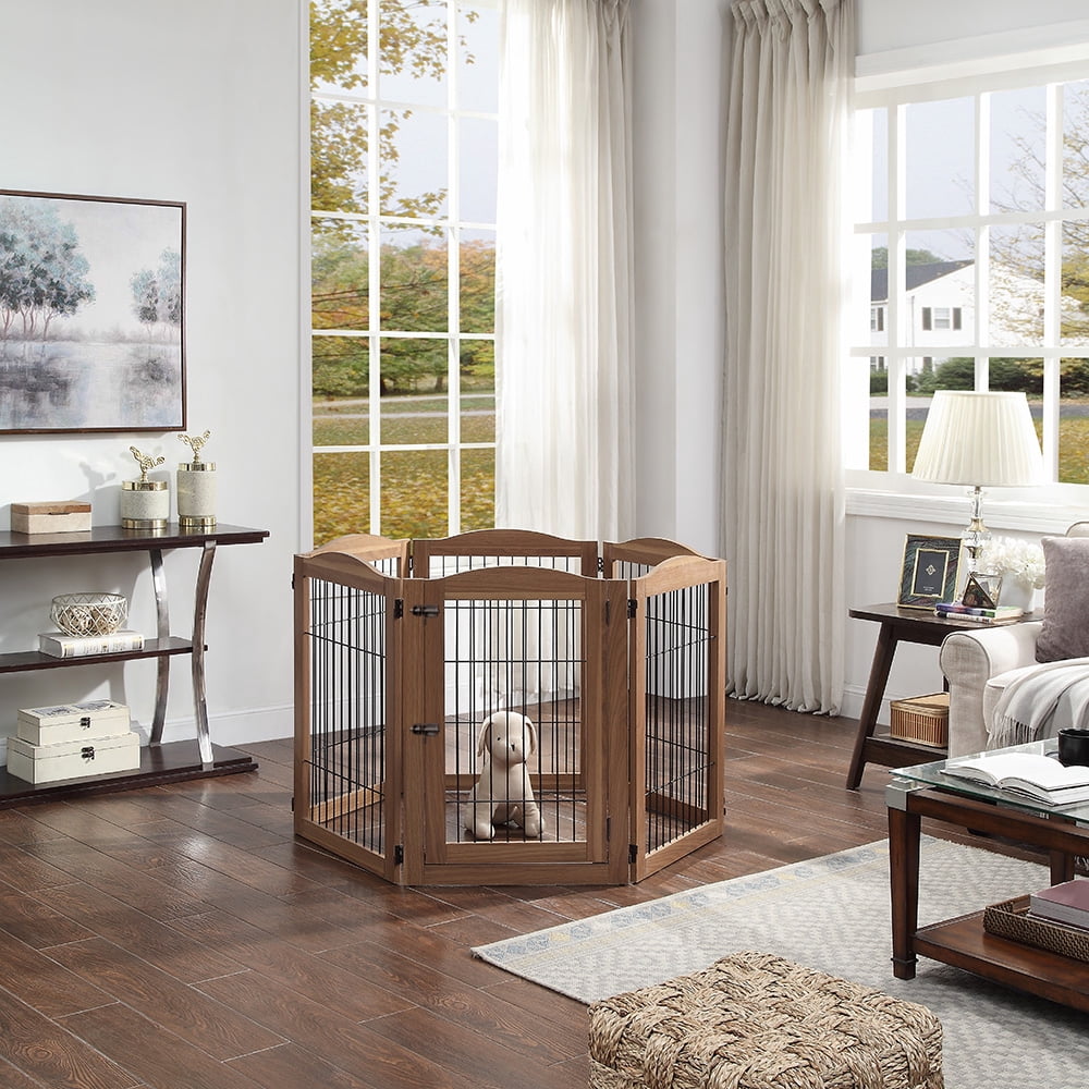Unipaws Extra Wide Freestanding Dog Gate, 6 Panels Pet Gates with 5 Support Feet