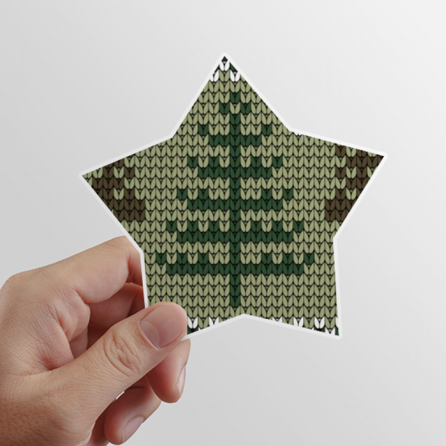 mas Tree Brown Elk Knit Pattern Star Sticker Paster Vinyl Car Tags Decoration Decal