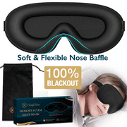 ComfiTime 3D Sleep Mask - 100% Blackout Eye Mask for Sleeping, Eye Covers for Men,Women,Kids, Contour Blindfold with Nose Baffle, Soft & Lightweight Sleep Eye Blinders , Latex-Free, Black