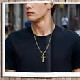 thumbnail image 4 of 16 to 24 Inches Rolo Chain Ancient Ankh Cross Pendant Necklace for Men Women 316L Stainless Steel with Large And Medium Sizes, 4 of 5