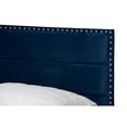 thumbnail image 4 of Tamira Glam Navy Blue Velvet Fabric Upholstered Queen Size Panel Bed, 4 of 5