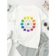thumbnail image 2 of Camiseta con estampado de gato colorido para mujer: camiseta informal de manga corta de algodón suave, lavable a máquina, cuello redondo, ideal para fiestas y verano, ideal para el tiempo libre., 2 of 6