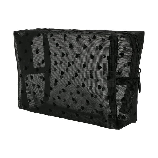1 Pc Bolsa de Cosméticos de Malla para Mujeres para Actividades al Aire Libre Viaje de Negocios Nylon Negro-Grande