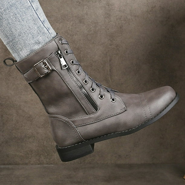 Bottes Hautes Femme En Cuir Véritable - Bottes Longues Hiver Talon Bloc Confortables, Élégantes Et Chaudes, Style Décontracté Ou Moto