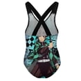 thumbnail image 2 of Demon Slayer Swimwear Kids' One-Piece Swimsuit Quick-Dry Cute Printed Girls' Swimwear Bathing Suit for Beach & Pool 9-11Y(140cm), 2 of 8