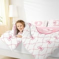 thumbnail image 4 of Manfei Personalized Letter D Bedding King Comforter Set,Monogrammed Theme Down Comforter,Cartoon Bow Bowknot Bedding Sets King with Comforter,Ultra Soft Bedroom Decor Reversible,3 Pieces, 4 of 8