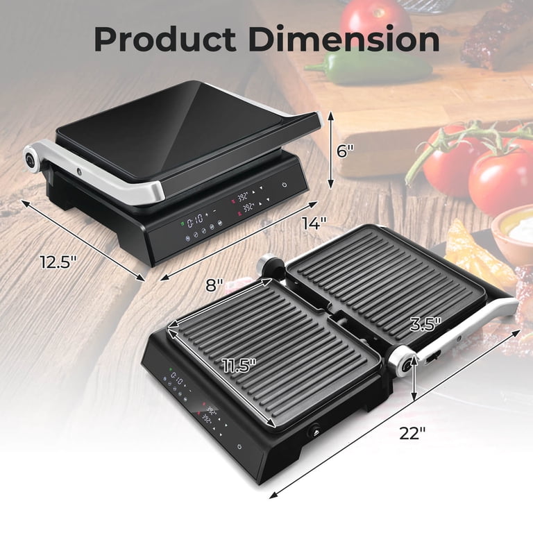 Costway Electric Panini Press with LED Display and Timer photo 3