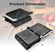 Costway Electric Panini Press Grill Sandwich Maker with LED Display & Removable Drip Tray