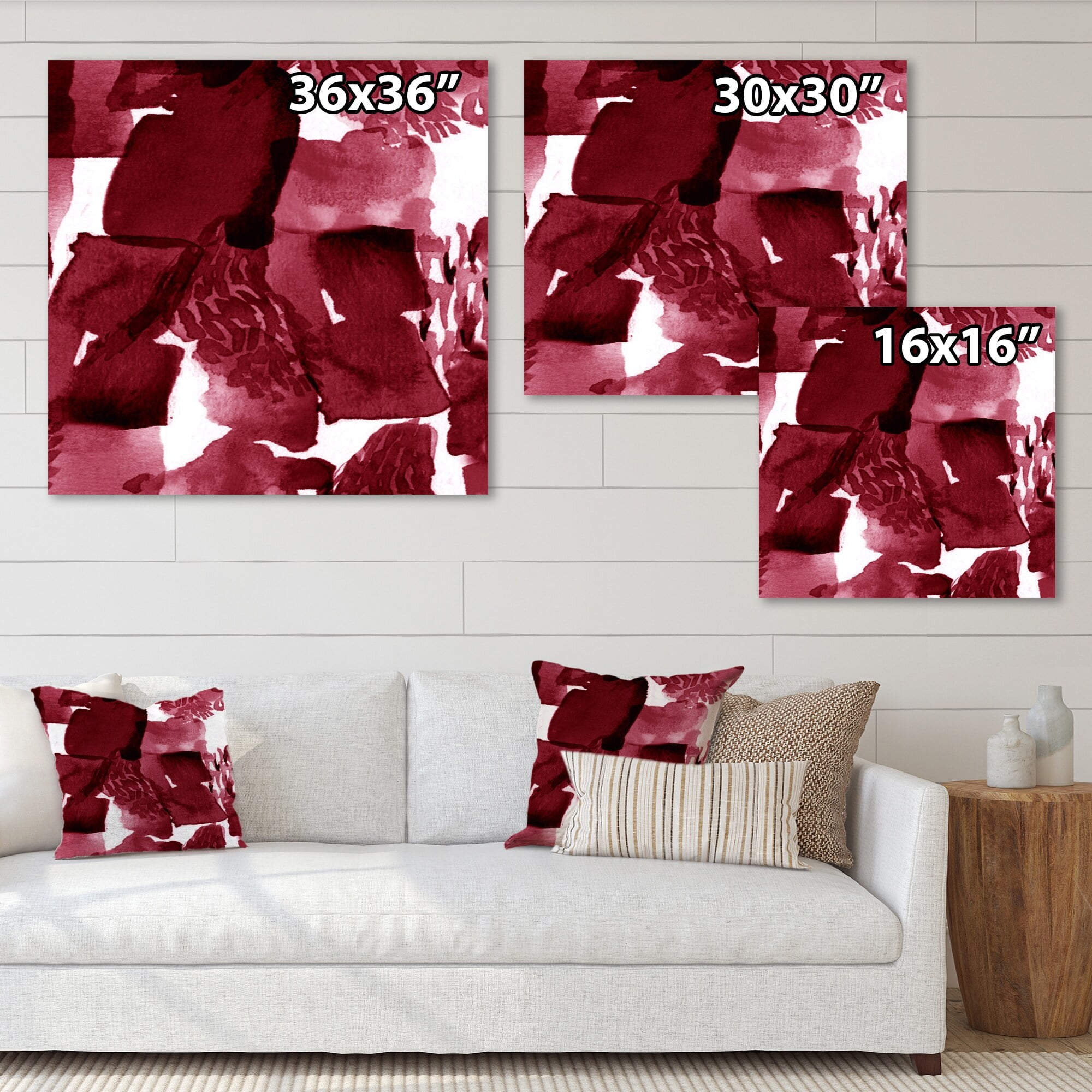 Burgundy abstract wall art deals