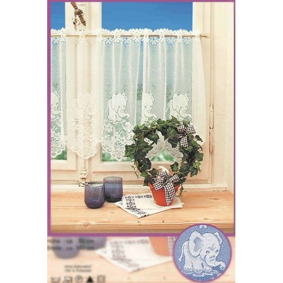 Western Lace Kitchen Curtain Warp Knitted Jacquard Elephants Coffee Curtain