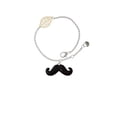 thumbnail image 2 of Delight Jewelry Silvertone Large Black Enamel Mustache - Goldtone Leaf Delicate Bracelet, 6.25+1.75", 2 of 4