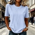 thumbnail image 2 of Admvng Women's Striped T-Shirt Crew Neck Short Sleeve Casual Solid Basic Tee Tops, 2 of 7