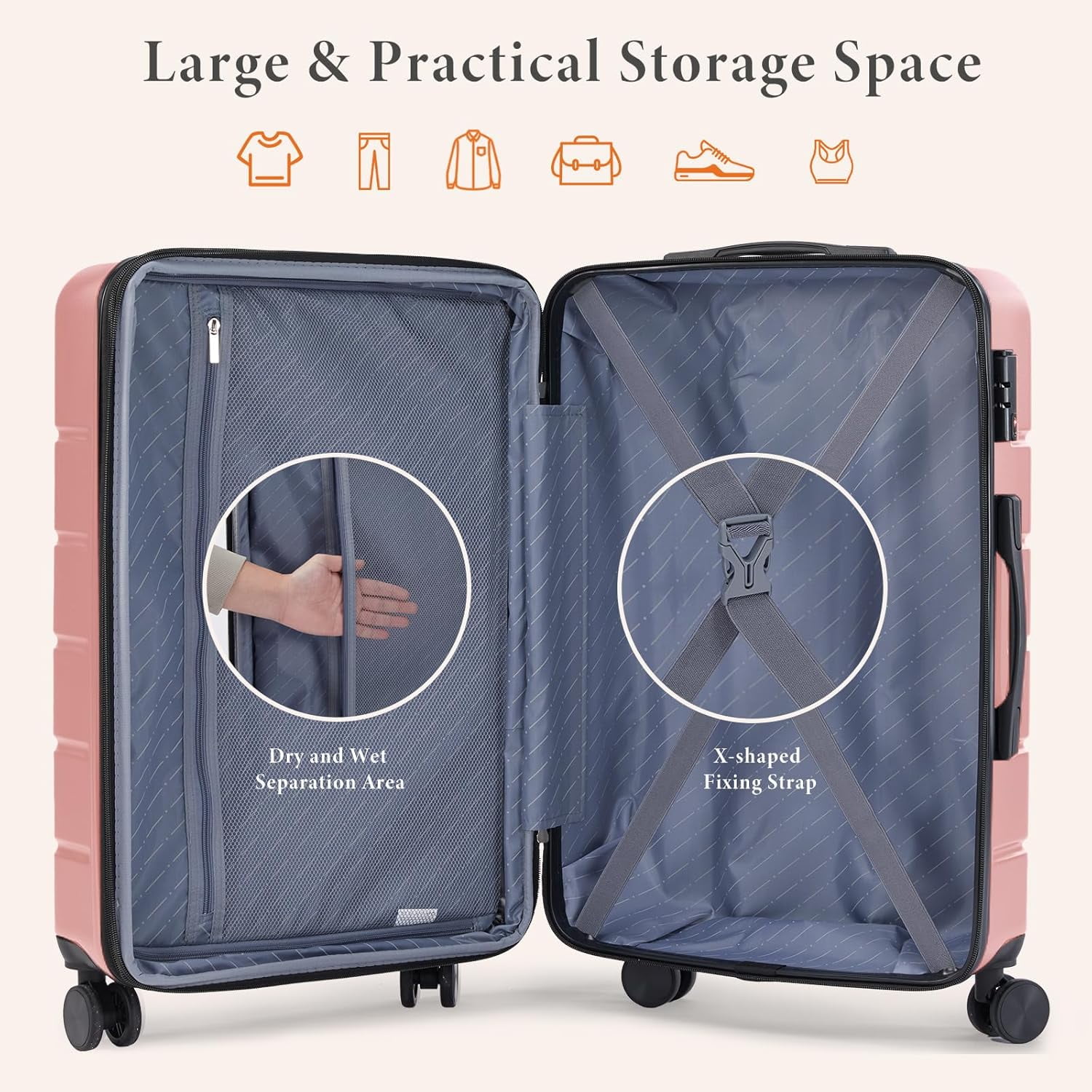 Nextay Carry on Luggage, Hardshell Lightweight Suitcase with Double Spinner Wheels and TSA Lock, 28 Inch
