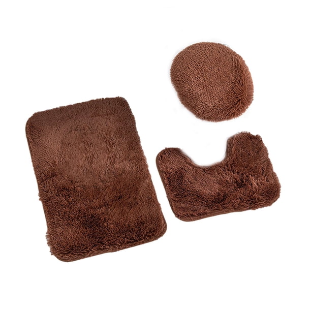 Moyic Alfombrilla para tapa de inodoro duradera de 3 piezas, suave y duradera, para diario, alfombrilla para inodoro contorneada en forma de Juegos de accesorios de baño Café