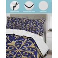 thumbnail image 4 of Abstract Blue Gold Twin Size Down Alternative Comforter, Lightweight Comforter Quilt Bedding Set with Pillow Shams Luxurious Traditional Flower Leaf All Seasons Bed Comforter Duvet Insert 68"x86", 4 of 7