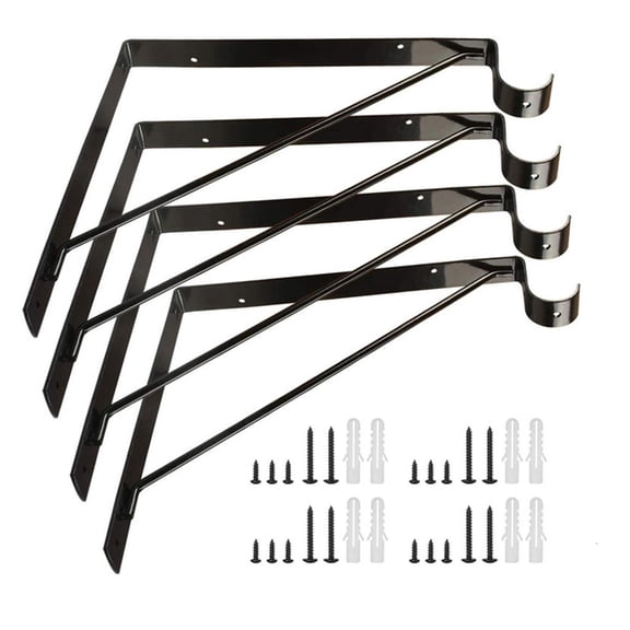 YIGSECU 4pcs Closet Storage Rod Brackets Heavy Duty Closet Shelf Brackets Wall Mounted