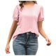 thumbnail image 2 of ICHUANYI Clearance Women Summer Color Split Joint Curl V Neck Temperament T-shirt(Pink, L) ICHUANYI WER2023081504369, 2 of 8