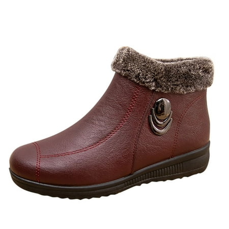 

Snow Boots for Women Winter Shoes Woman Women Waterproof Fashion Nonslip Boots Snow Warm Boots Ankle Women s Boots PU Dress Sandals for Women Red