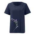 thumbnail image 4 of Liquidation! Uooqdmx Chemises en Lin pour Femmes, Chemises à Manches Courtes pour Femmes, Hauts Fluides pour Femmes, Blouse Col Rond Décontractée Coupe Ample Tunique, Hauts en Gaze pour Femmes, Marine TG, 4 of 4