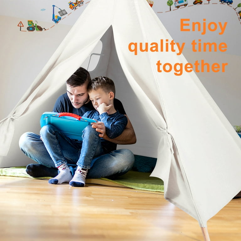 White Teepee Tent Portable Toddler Kids Children Playhouse