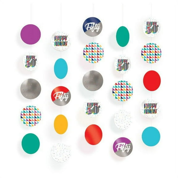Over the Hill 'Here's to 50' Hanging Circle Decorations (5ct)