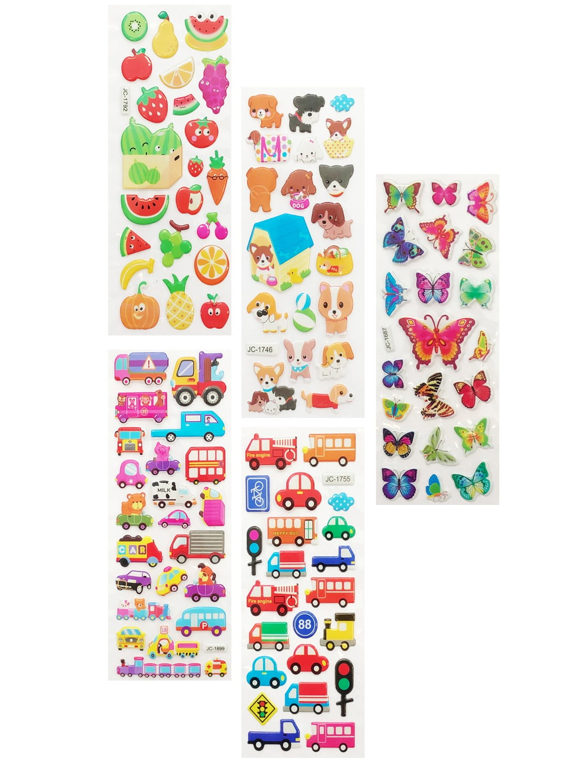 Incraftables Puffy Stickers for Girls 48 Sheets Self Adhesive Puffy  Stickers for Toddlers W/ Hearts, Animals, Princesses, Cloths Food Emojis 