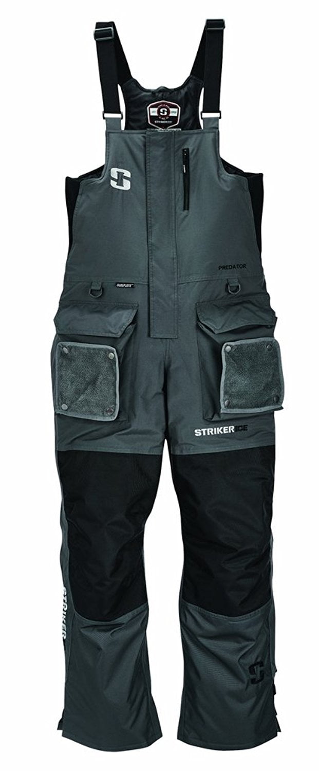 Striker Ice Preadator Waterproof Floatable Ice Fishing Bibs GRAY X