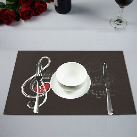 Mkhert Treble Love And Music Notes Placemats Table Mats For Dining