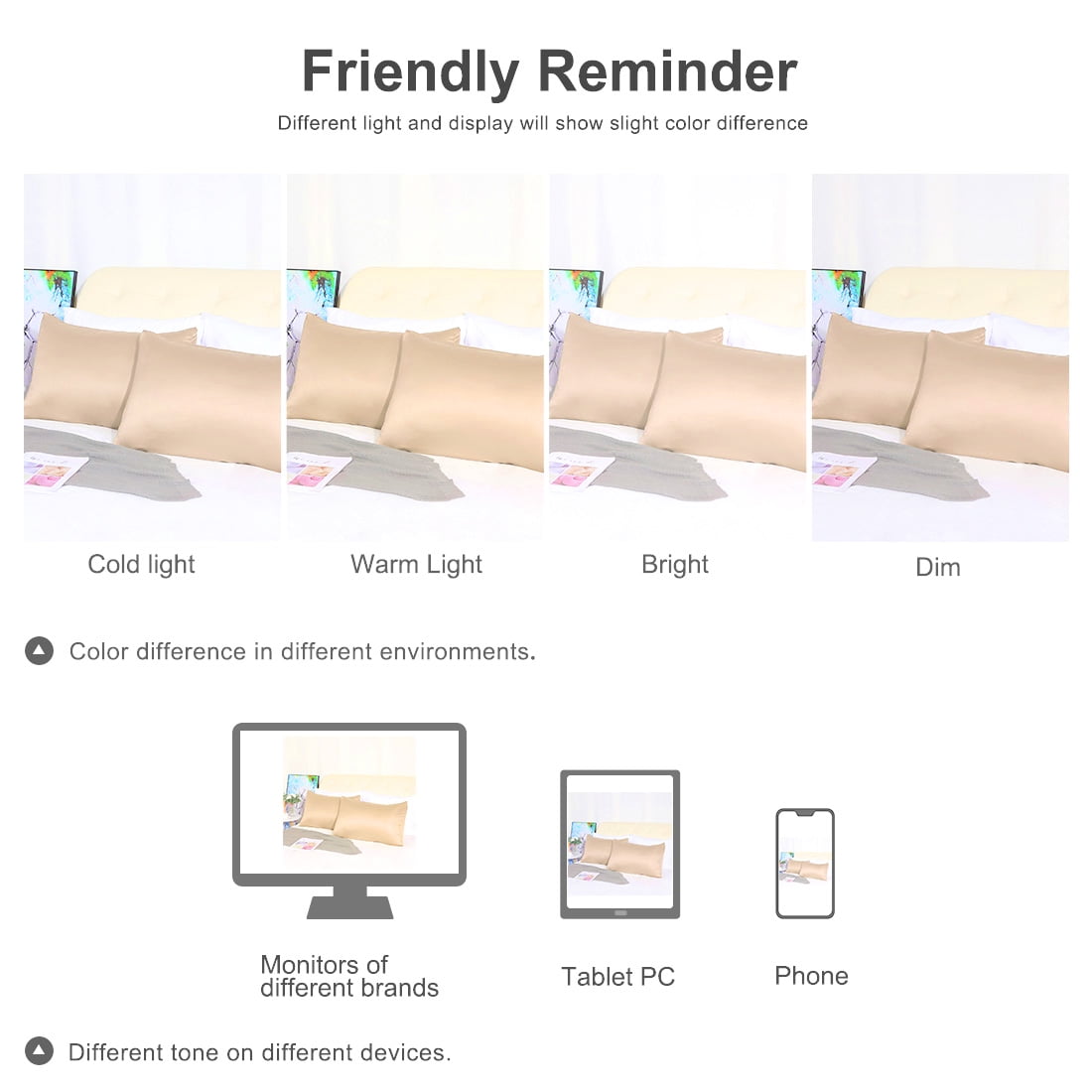 Unique Bargains 4 Pack Satin Pillowcases for Hair and Skin, Light Tan Travel