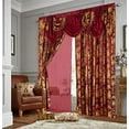 thumbnail image 4 of GLORY RUGS Jacquard Luxury Window 2 Panel Set Burgundy Curtain with Attached Valance and Backing Bedroom Living Room Dining 2 Curtains 55x84 inches Each Jana, 4 of 10