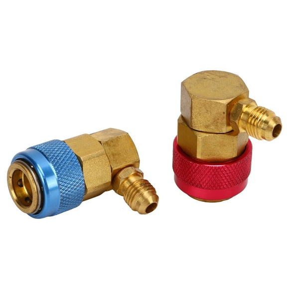 Air Conditioning Evacuation Adapter, Anti Aging Durable AC Quick Connector Adapter 90 Degree Joint For R134a Car For 1/4in SAE Hose