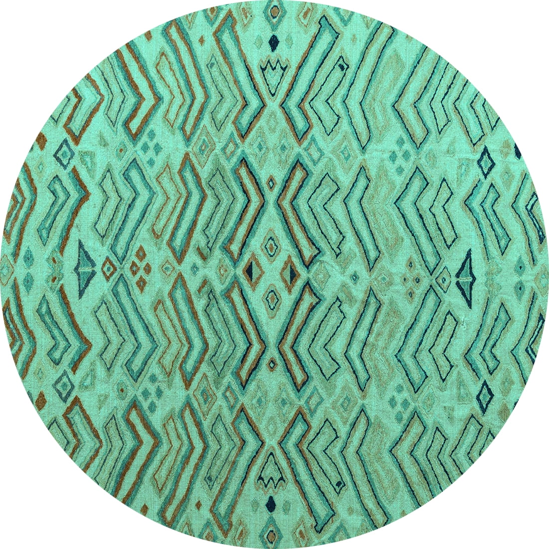 Ahgly Company Indoor Round Abstract Turquoise Blue Modern Area Rugs, 8 ...