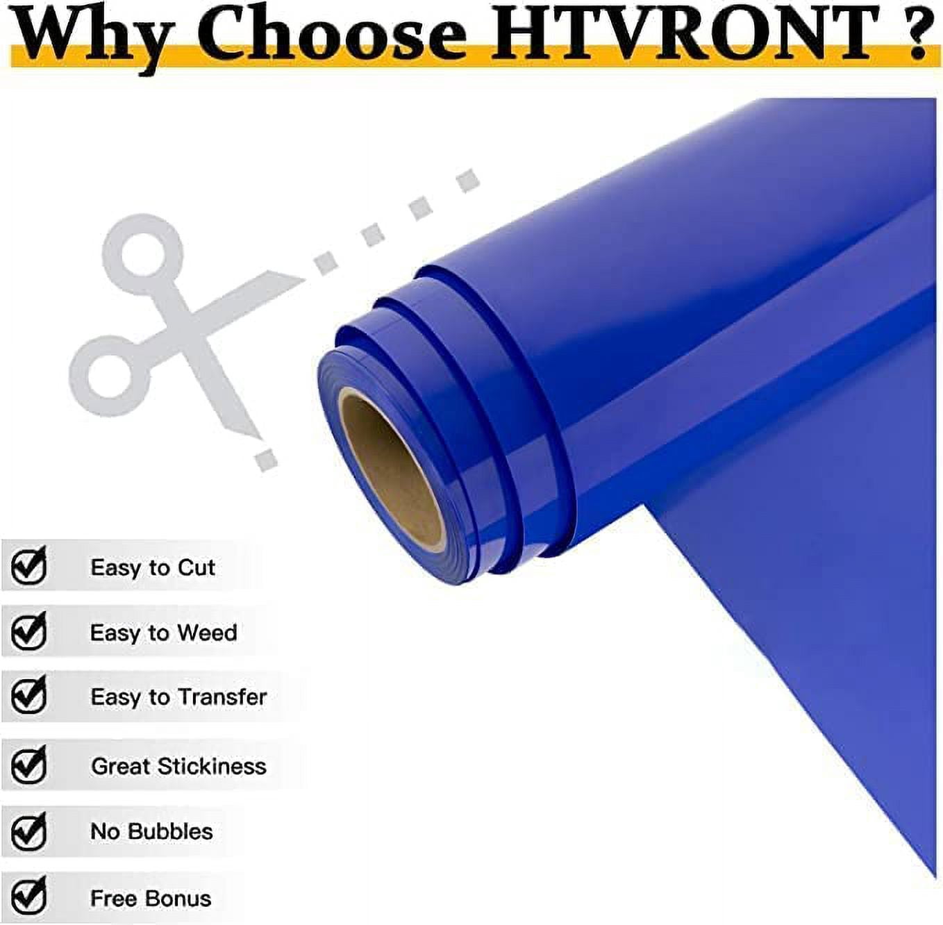 HTV Vinyl Rolls Blue Heat Transfer Vinyl - 12" x 20ft Blue HTV Vinyl for Shirts, Iron on for All Cutting Machines - Easy to Cut & Weed for Heat Transfer Design