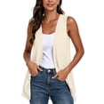 thumbnail image 2 of Womens Draped Cardigans Lightweight Sleeveless Open Front Duster Summer Casual Vest Jacket with Pockets (XL, Beige), 2 of 8