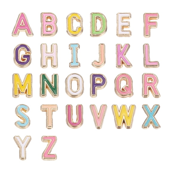 26Pcs A-Z Alphabet Letters Charm, Enamel Initial Pendant for Jewelry Making