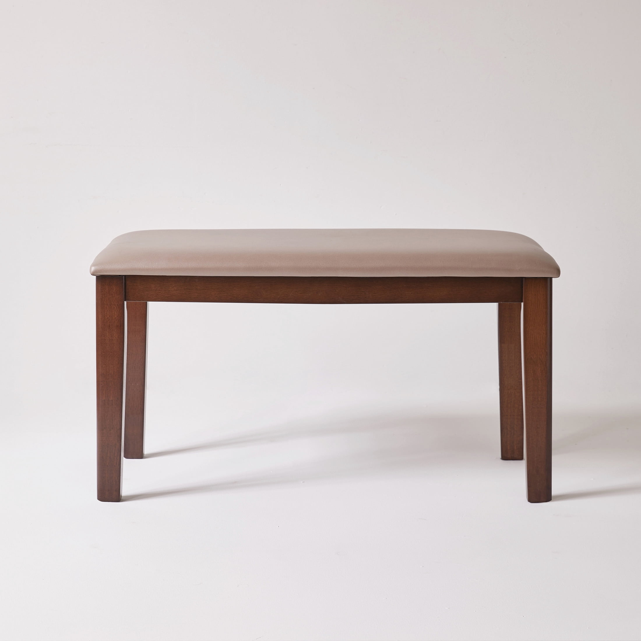 Noble House Caldon Solid Wood Upholstered Bench with Tech Fabric Cushion, Farmhouse Minimalist Design, Brown