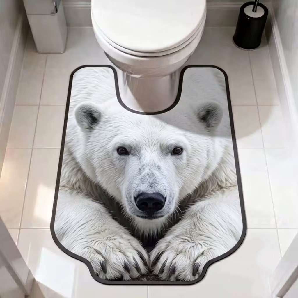 Kumdkdwn Animals Print Diatomaceous Earth Toilet Seat Cover Absorbent Bathroom Mat 1 Pack 19.69 x 15.75 x 0.39 Inches U Cut Non Slip Quick Dry Entryway Doormat