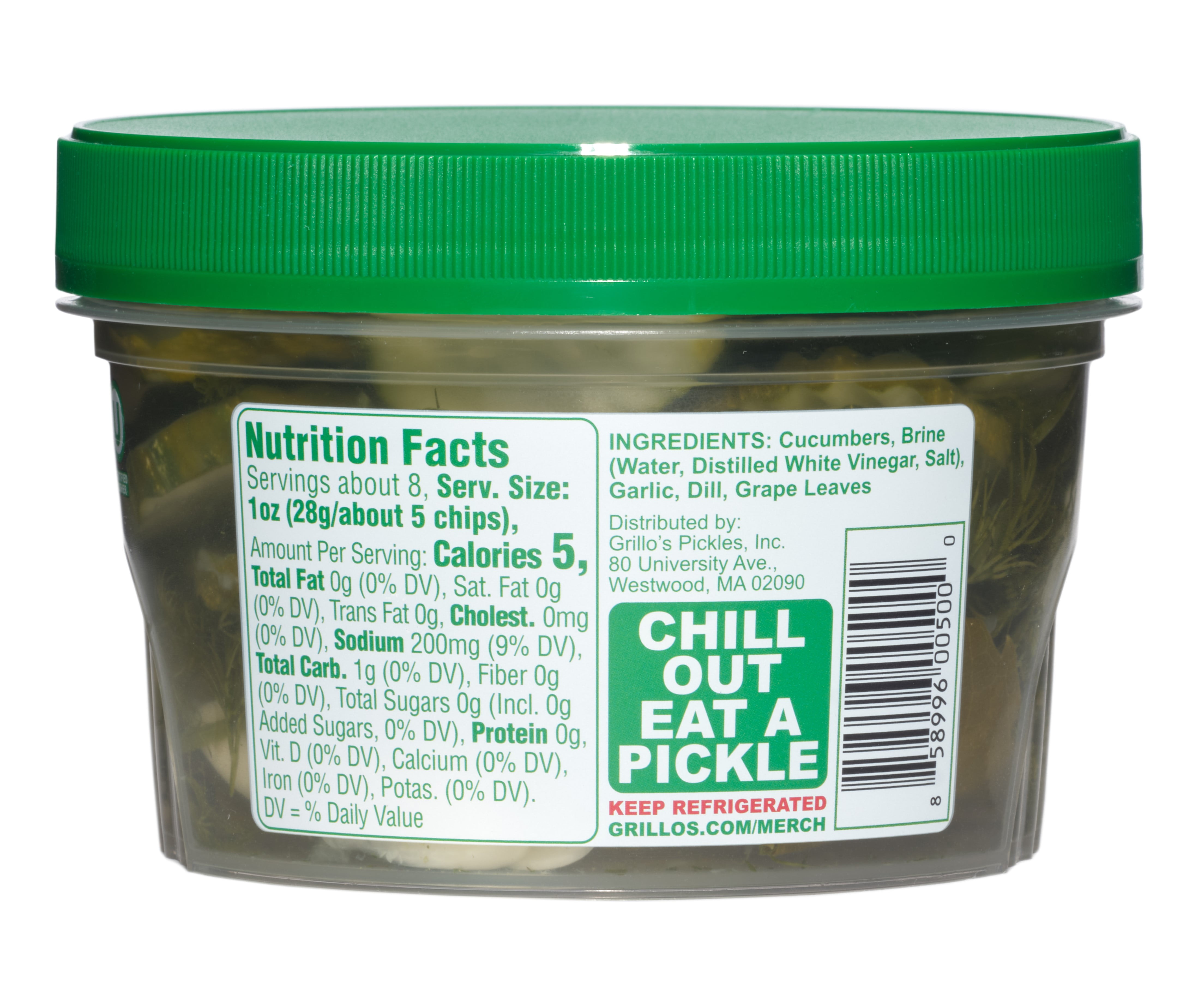 Grillo's Pickles Classic Dill Pickle Chips, 16 fl oz Tub