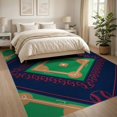 thumbnail image 3 of ODIKA 8'x10' Washable Area Rug Sport Diamond With Bold Numbered Bases And Ball Border Baseball Field Refined for Dining Room, Large Office, Lounge, Non-Slip Chair-Friendly Mat, 3 of 7