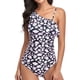 thumbnail image 2 of Trajes de baño de un hombro con volantes para mujer Traje de baño de mujer elástico y transpirable con estampado de leopardo elegante para fiesta en la playa Estampado de leopardo en negro M, 2 of 6
