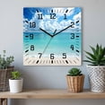 thumbnail image 6 of Ocean Blue Wooden Wall Clock Silent Non Ticking, Beach Nature Coast Sea Shore Sky Seawater Square Wall Clocks Battery Operated, Decor Clock for Home Office, Living Room, Kitchen, 12 Inch, 6 of 9