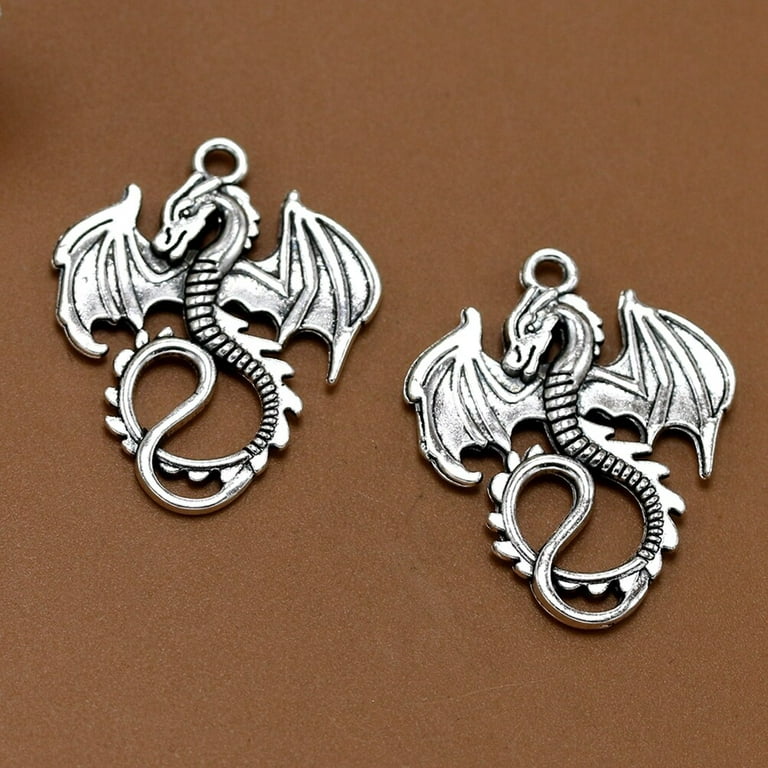20pcs Alloy Flying Dragon Shape Pendants Charms DIY Jewelry Making Accessory for Necklace Bracelet (Antique Silver), Adult Unisex, Size: 20x20x10CM