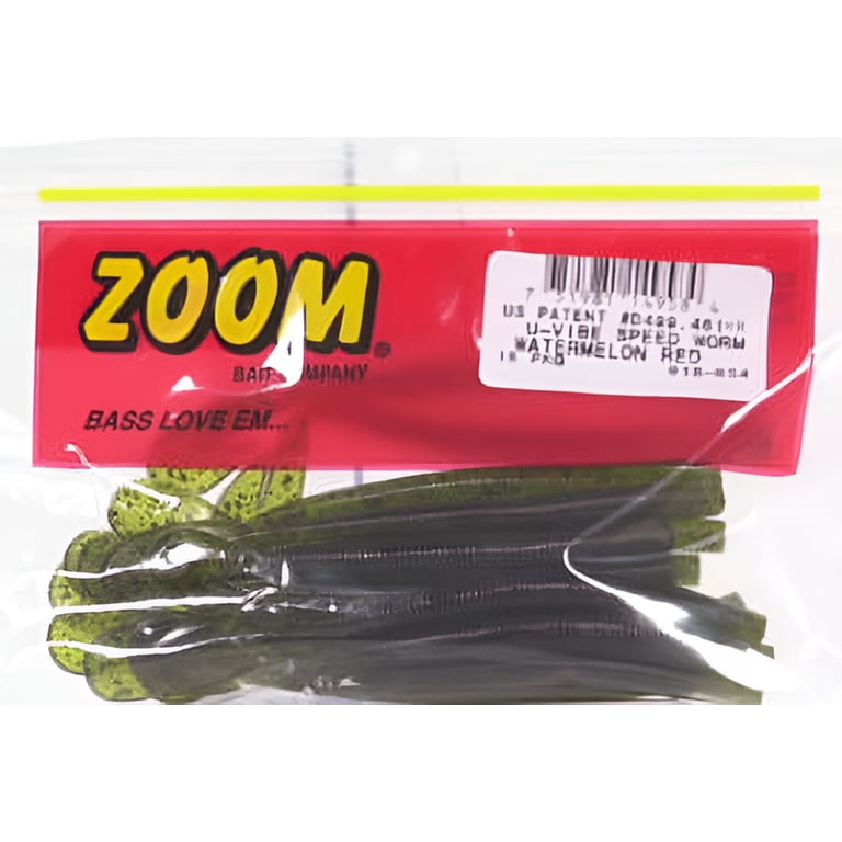 Zoom U-V Speed Worm 6 inch Watermelon Red Soft Plastic Bait with