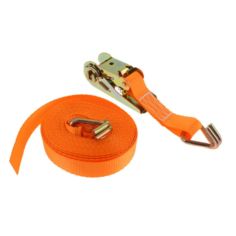 Heavy Duty 800kg 6 Meters/20ft x 25mm/1 inch Ratchet Strap Webbing with Double J Hooks Tie Down Trailer Rack Luggage Box, Size: As described, Orange