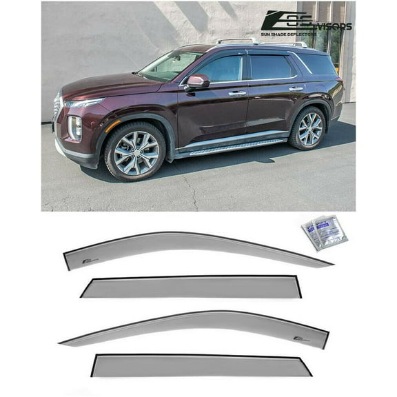 Replacement For 2020-Present Hyundai Palisade | EOS Visors JDM Tape-On Style SMOKE TINTED Side Vents Window Deflectors Rain Guard DWV-V211