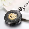 thumbnail image 4 of Pocket Watch Retro Skeleton Cover Mechanical Hand-winding Roman Numeral Alloy, 4 of 4
