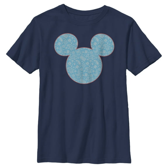 Boy's Mickey & Friends Mickey and Friends Paisley Silhouette Graphic Tee Navy Blue Medium